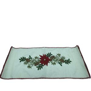 Better Homes and Gardens Christmas Table Runner Embroidered Poinsettia Pine Cone